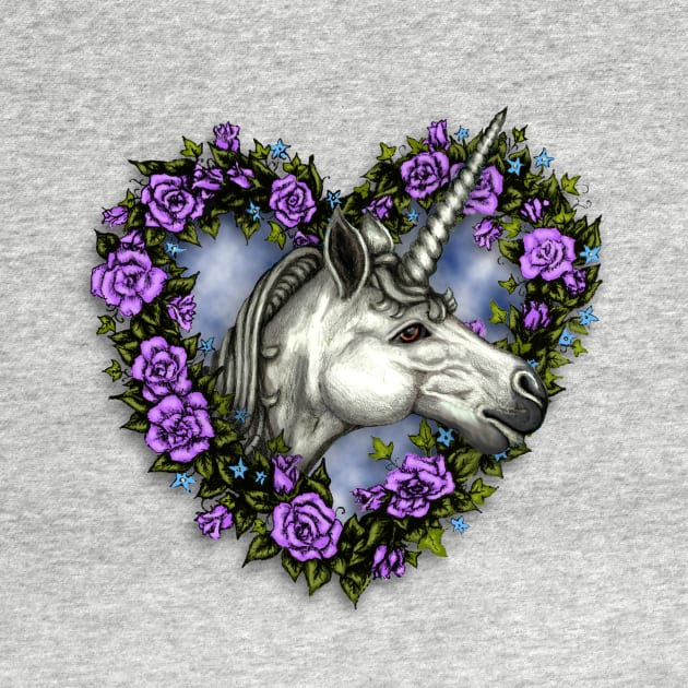 Unicorn Floral Heart by TAS Illustrations and More